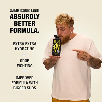 W By Jake Paul Body Wash for Men, Odor Fighting, Deep Cleaning Shower Gel, Hydrating Mens Bodywash, Wave Breaker Scent, 2 Pack, 18 fl oz