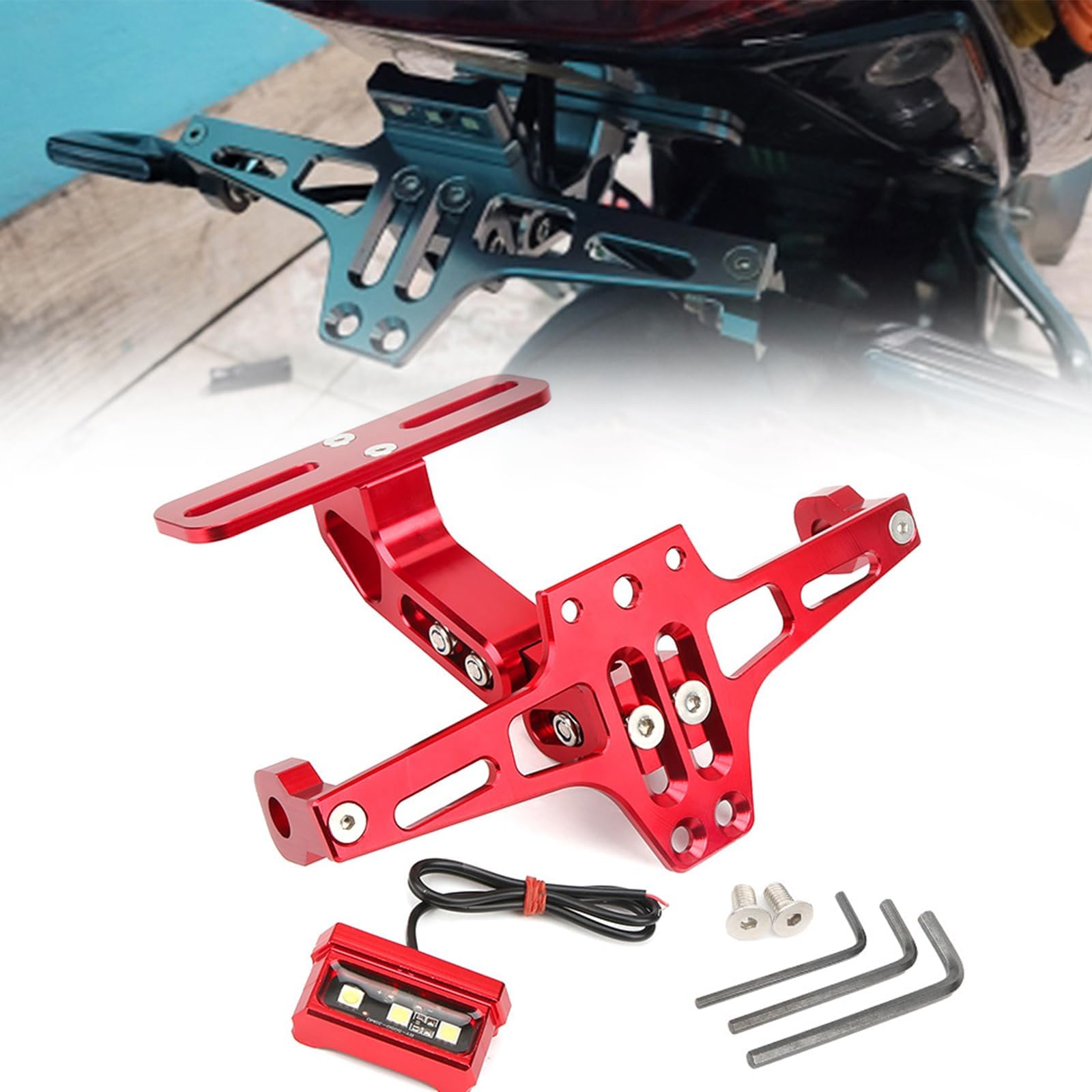 Kennzeichenhalter Motorrad für Yamaha Jog R、Scooter | Verstellbarer Kennzeichenhalterung, Nummernschildhalter, CNC Aluminiumlegierung Verstellbarer Motorrad