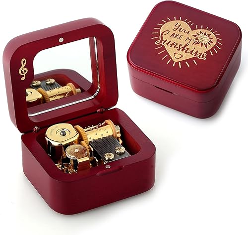 Miniatura 14 de Caja de octava cuadrada de madera maciza natural con función de pausa y juego, regalo para cumpleaños, día de la madre, día del niño, día de San