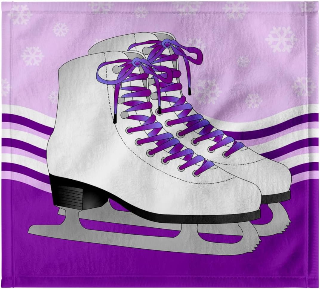 3dRose Pair of Purple Ice Skates on Snowflake Background 22x30 Bath Hand Pool Towel