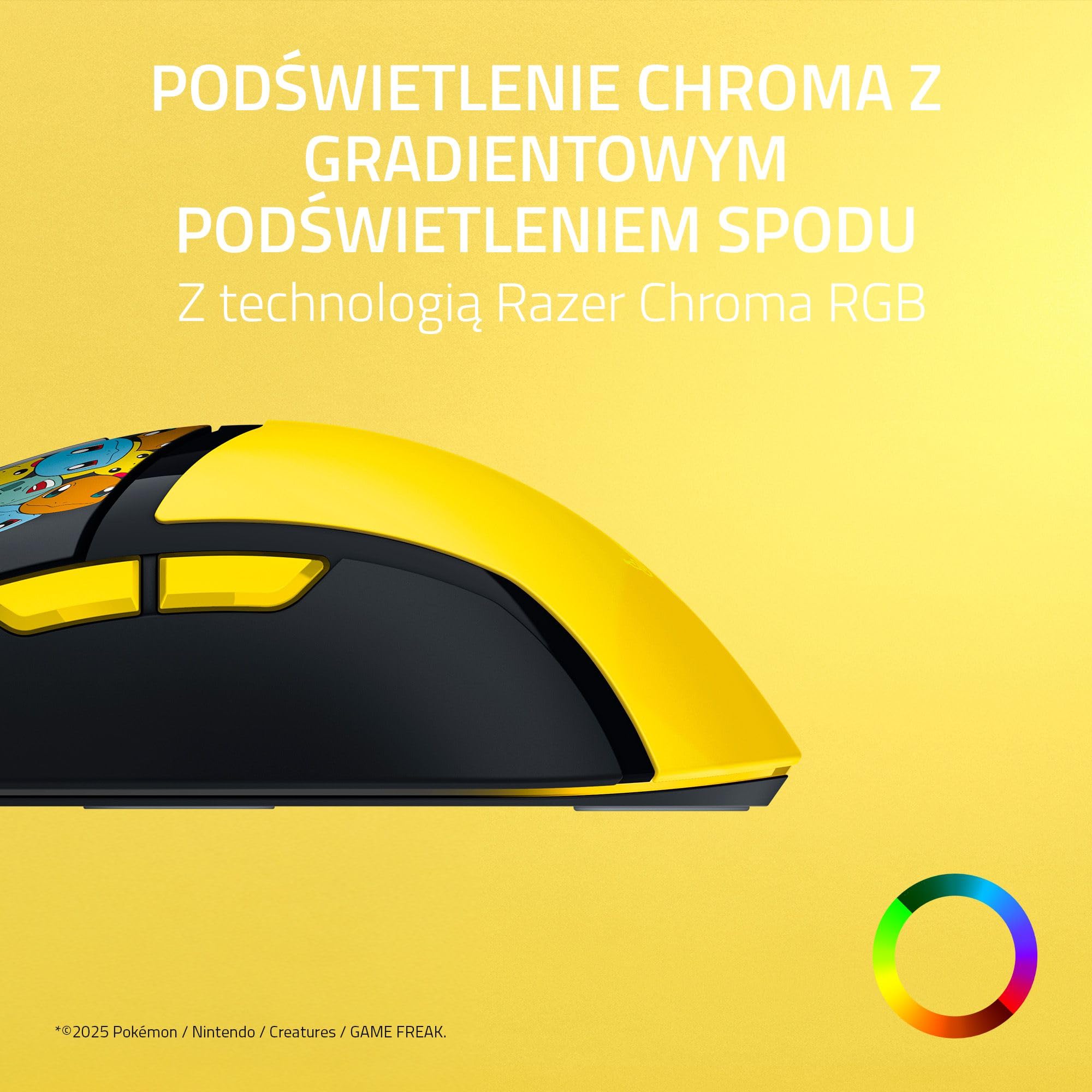 Razer Cobra Pokémon Edition - lekka przewodowa mysz do gier - czujnik 8500 DPI - 58 g - optyczne przełączniki myszy 3th generacji - podświetlenie Chroma - kabel Speedflex | Pokémon Kanto