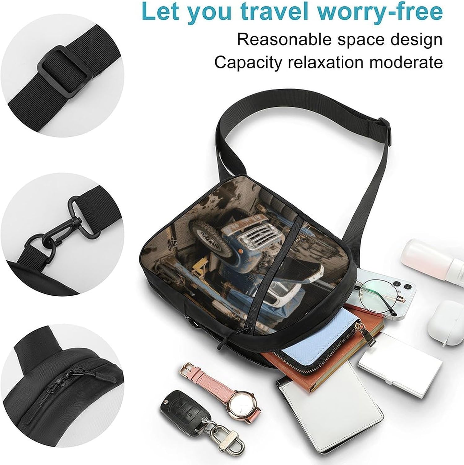 Old Truck Car Crossbody Backpack Sling Bag