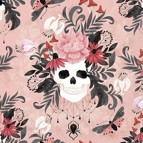 Boston International IHR Day of the Dead Fall Autumn Halloween 3-Ply Paper Napkins, 20-Count Cocktail Size, Fascination