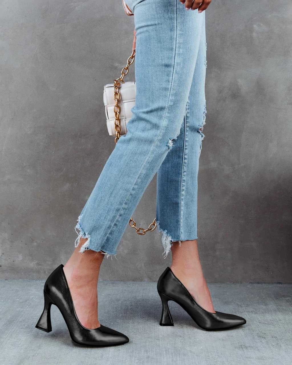 Women's Pointed Toe High Heel Pumps Closed Toe Flared Heel Slip-On Party Wedding Office Dress Shoes - Image 6