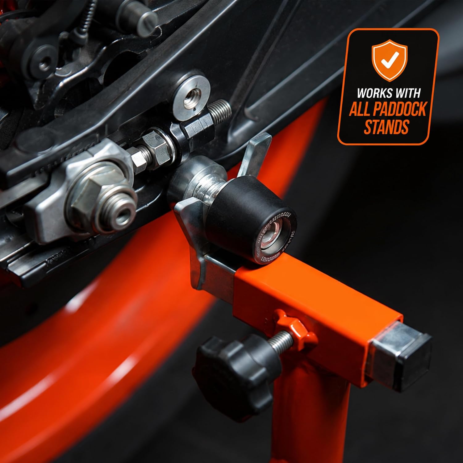 Grand Pitstop 6MM Motorcycle Swingarm Spools – M6 CNC Aluminum Paddock Stand Bobbins, Rear Wheel Lift Sliders, Black & Silver, Fits Yamaha YZF R1 R3 R6 FZ1 FZ6 MT09 MT10