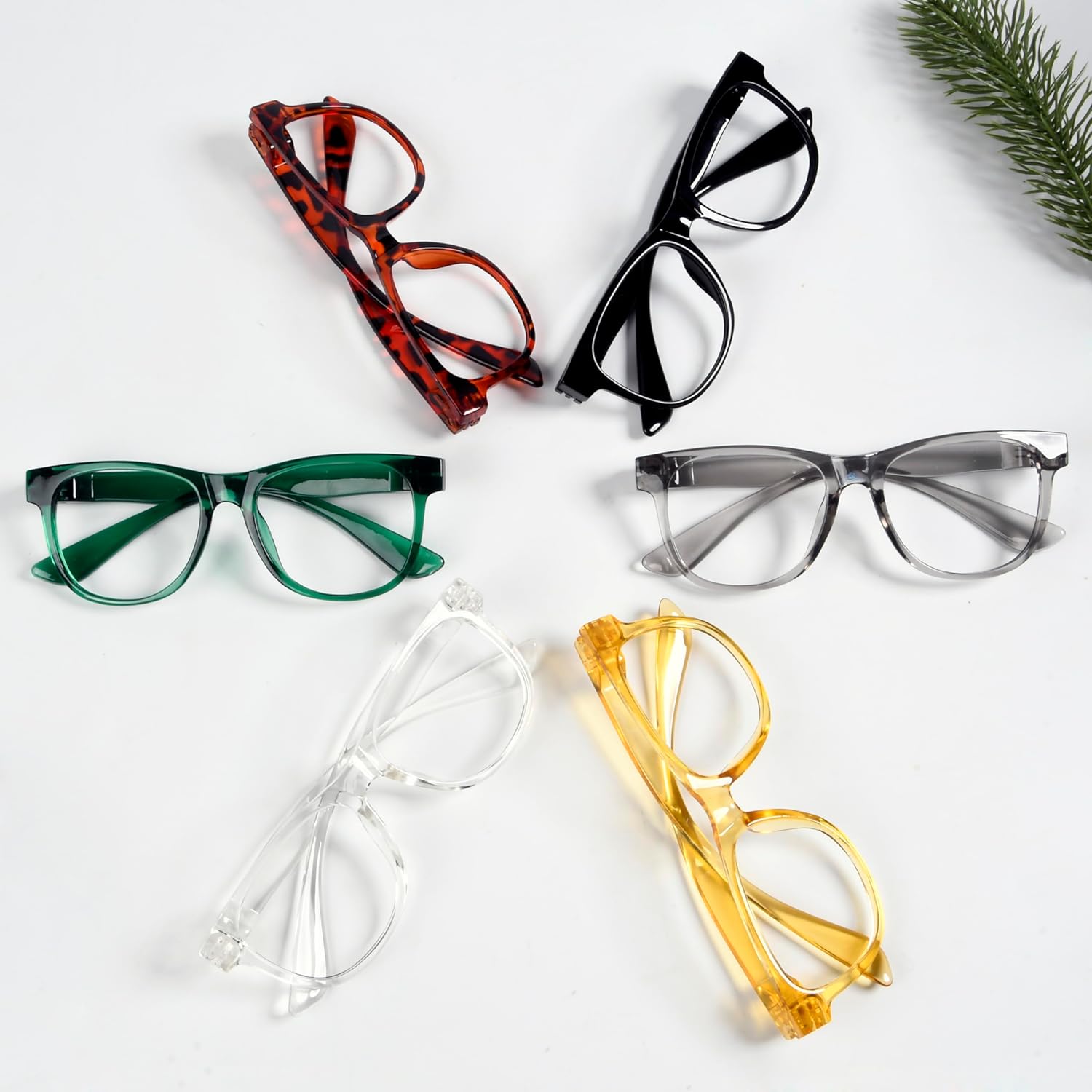 Eyekepper 6 Pack Metalless Blue Light Blocking Glasses with Screwless Spring Hinges Large Frame Computer Readers for Men And Women