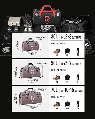 Miniatura 5 de IRON JIA'S Bolsa seca para motocicleta  Bolsa impermeable y bolsa trasera de equipaje, bolsas de sillín con cierre superior enrollable, correas de