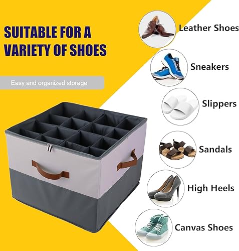 Miniatura 5 de Organizador de zapatos para armario, caja de zapatos, contenedores de almacenamiento grandes para zapatos, se adapta a 16 pares, contenedores de