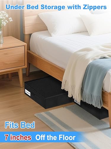 Miniatura 4 de Bolsas de almacenamiento debajo de la cama con cremallera, contenedores de almacenamiento debajo de la cama de 7 pulgadas de alto con lados e parte