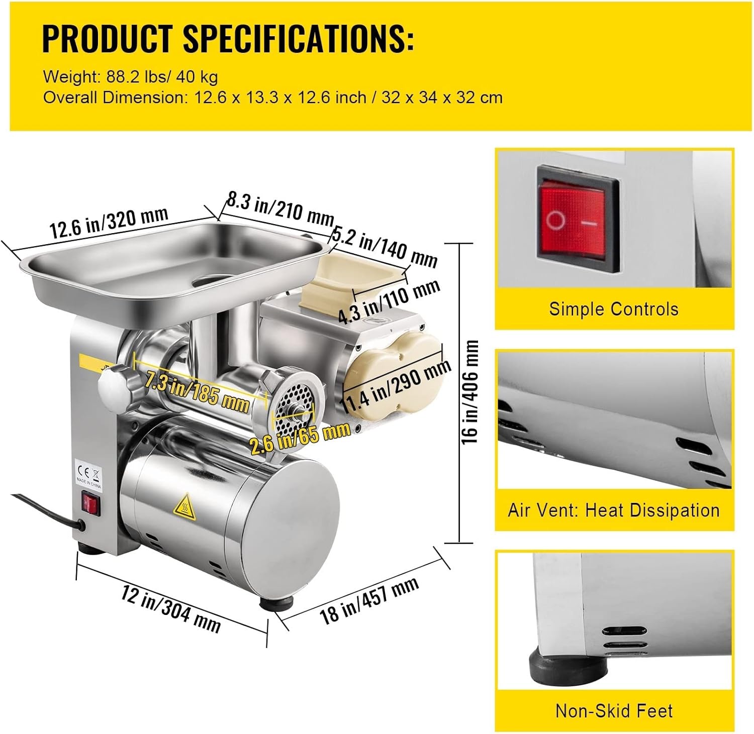 Internal view diagram of the VQIGGTSS meat grinder motor