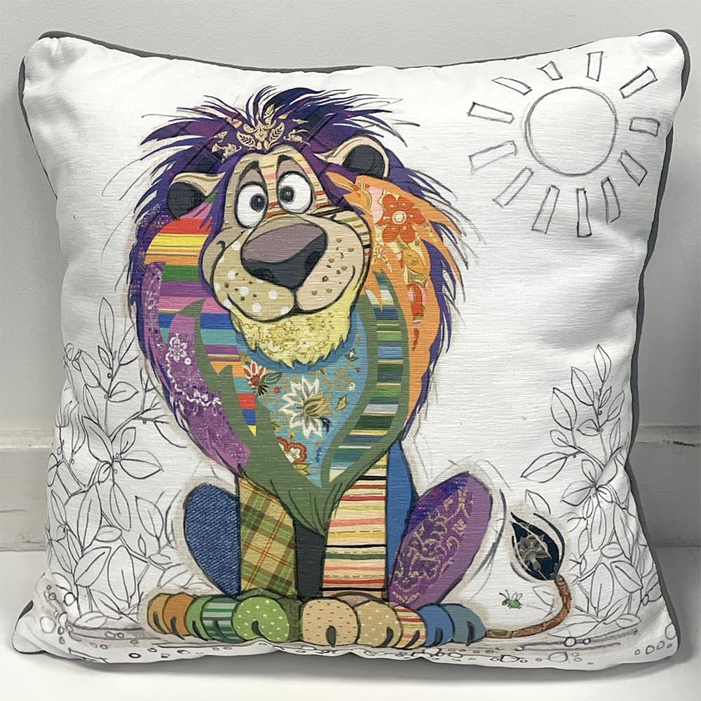 Lesser & Pavey Louis Lion Cushions For Bedroom Or Living Room Décor | Fun Animal-Themed Cushion Covers For Sofa, Bed, Or Chair Use | Decorative Throw Pillow For Kids