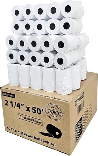 Miniatura 2 de (papel grueso de 2.16 ozyd) 2 14 x 50 rollos de tarjetas de crédito térmicas para trébol, cuadrado, Verifone VX520 e Ingenico ICT220, ICT250, FD400