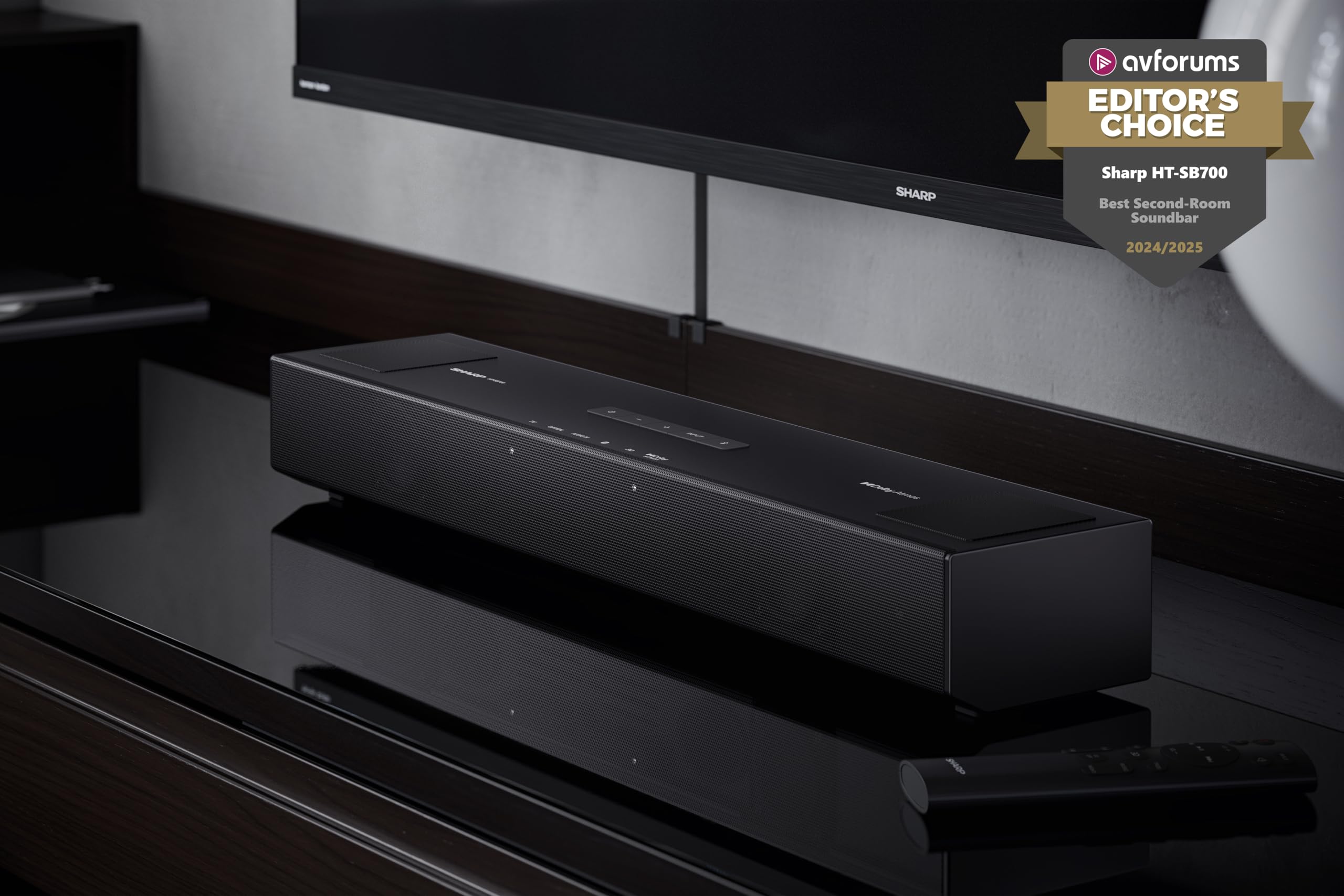 Sharp HT-SB700 Barra de Sonido Compacta 2.0.2, Dolby Atmos, Bluetooth con HDMI eARC/CEC, Potencia Total de 140 W, 52 cm, Color Negro