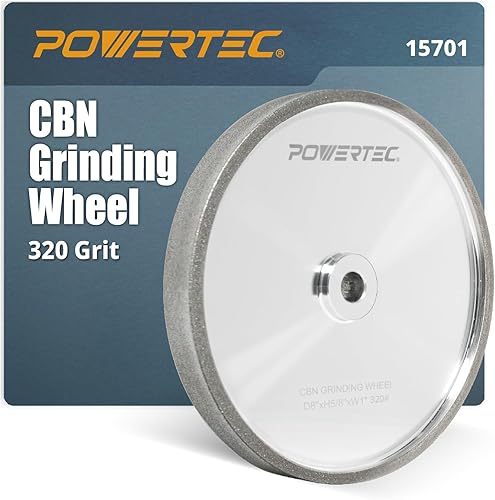 Miniatura 61 de POWERTEC Muela amoladora de banco de 8 pulgadas, grano 80, muela abrasiva de óxido de aluminio para amoladora de pedestal de banco, eje de 1 pulgada