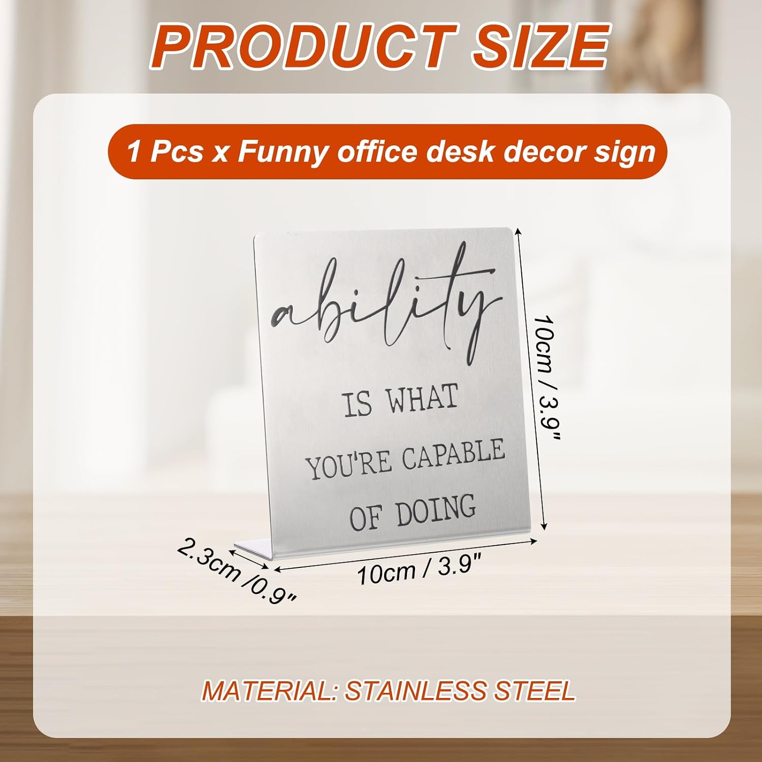 YOKIVE Funny Desk Sign, Funny Nameplate Cute Office Cubicle Decor Plaque for Women Employees Friends Gifts, Silver (is What You're Capable of Doing)