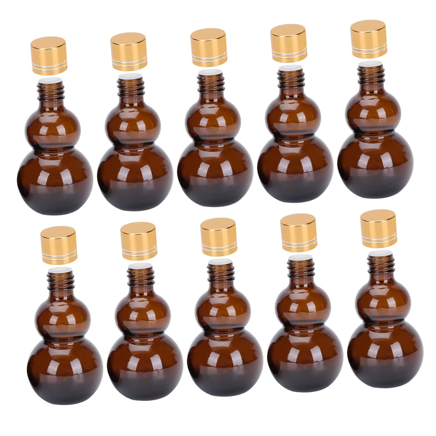 10pcs Portable Gourd Glass Bottles for Whiskey Wine Essential Oils Travel Container Convenient Reusable for Picnics and Diy Aromatherapy