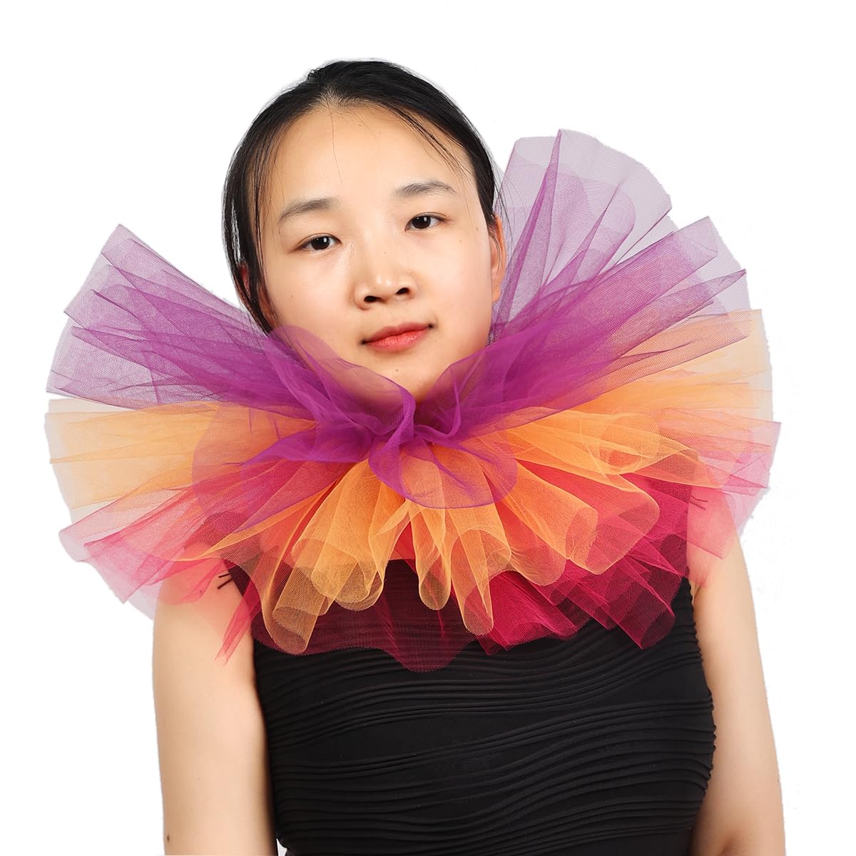 BLESSUME Victorian Ruffle Collar Renaissance Mesh Clown Collar Layered Neck Ruff For Fancy Dress (Multi-colored 1) — image 1