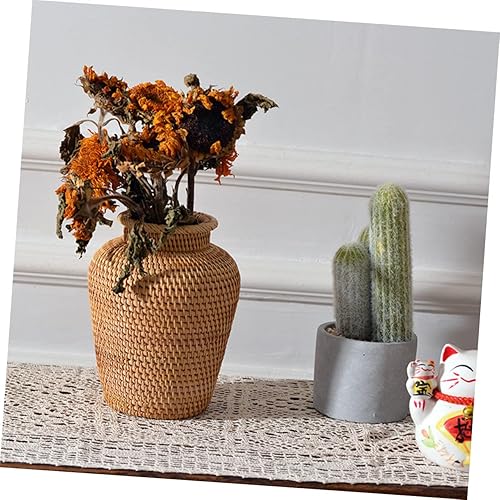 Miniatura 3 de Jarrón de ratán, 1 unidad, jarrón de ratán, cesta de flores, macetas de interior para plantas de interior, maceta redonda para boda, maceta de