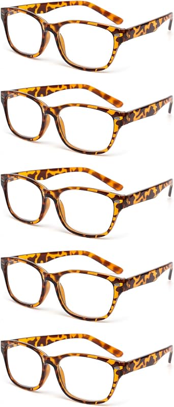 5 Pack Retro Style Plastic Frame Reading Glasses for Men and Women