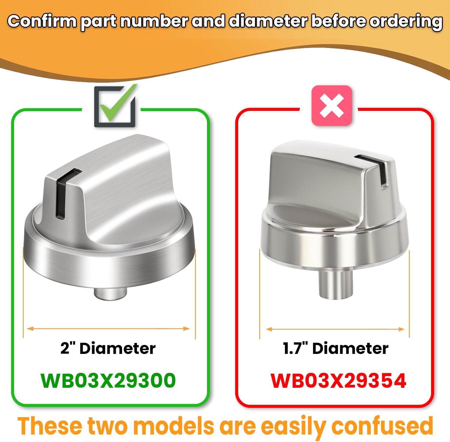 Upgraded Metal WB03X29300 for GE Stove Knobs Replacements,Stainless Steel Finish,Compatible with JGP3530SL1SS,JGP5530SL1SS,JGP5536SL1SS Surface Burner Control Knobs, Gas Cooktop Replaces