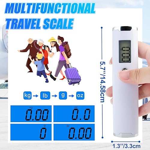 Miniatura 4 de Báscula digital de equipaje para viaje, báscula de peso de mano para equipaje con función de tara, peso de equipaje de viaje de 110 libras, báscula