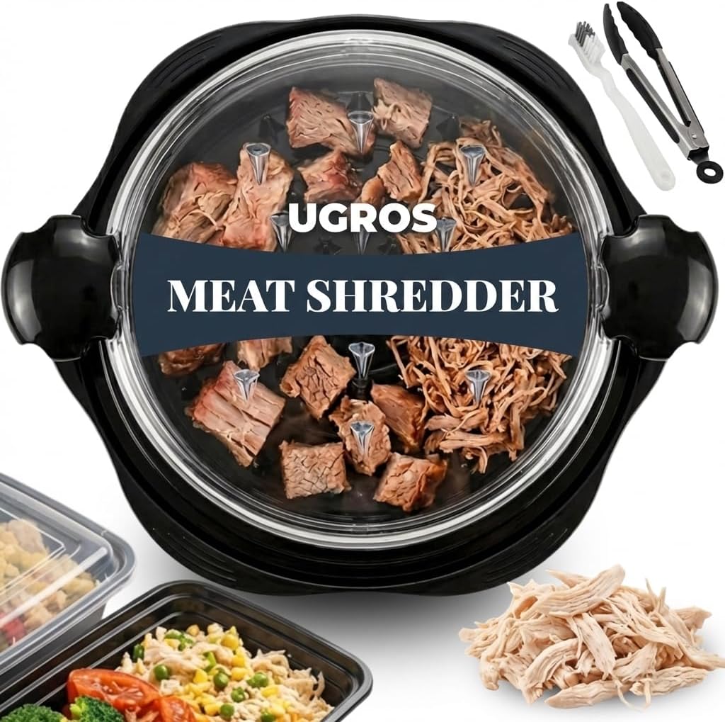 Chicken Shredder Large Tool Twist with Middle Plate, Food Tongs and Brush, Chicken Breast Shredder with Visible Anti Slip Design and Ergonomic Handles, BPA Free, Suitable for Chicken Pork Beef