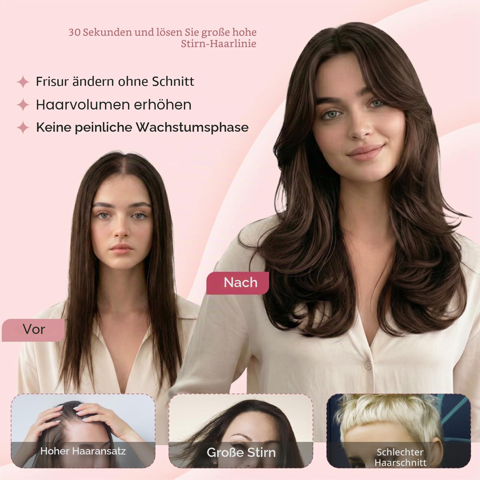 Pony Haarteil Echthaar mit 2 Clips in Extensions 100% Remy Haar Topper Handgebundene Basis Haarverlängerungen Fringe Natürlich für Damen Dunkel Braun#02