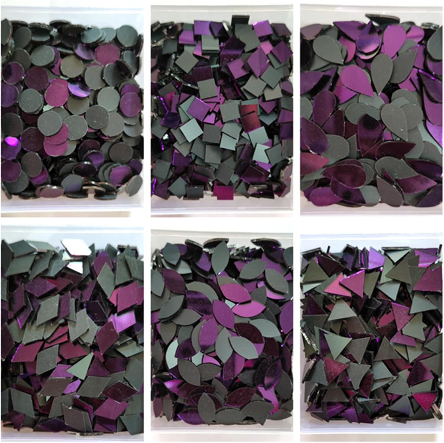 Teraiya's 6 Shape Purple Colour Mirrors Kit for Lippan Art Work and Art Craft Work Mandala Art Jewellery Making 600 pcs, Small
