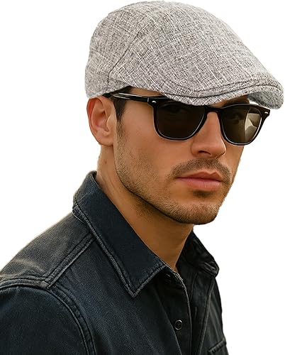 Miniatura 2 de KeepSa Newsboy Sombreros para hombre  Gorra plana de cáñamo de algodón transpirable  Irish Gatsby Ivy Cabbie Hat  Algodón cáñamo, 56-59