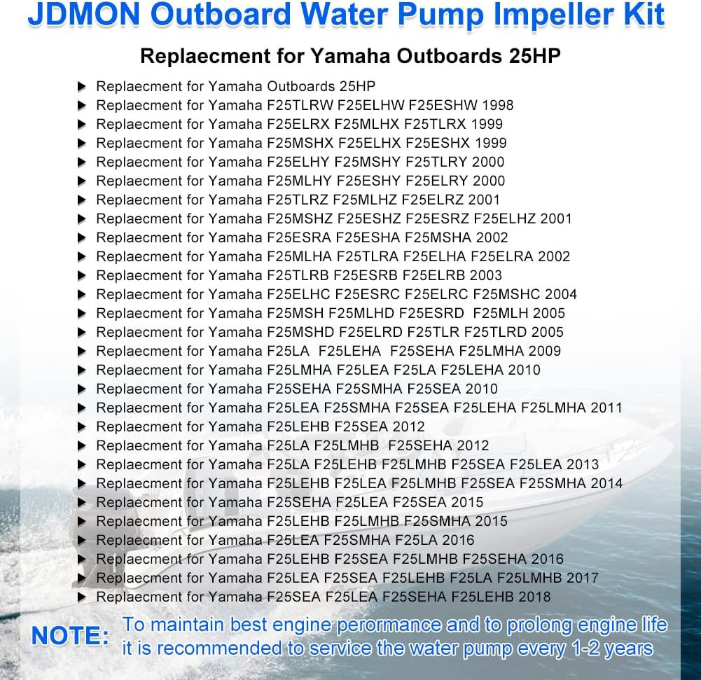 JDMON Water Pump Repair Kit Replacement for Yamaha Outboard 4 Stroke 25 30 hp Replaces 61N-W0078-11-00, Sierra 18-3432