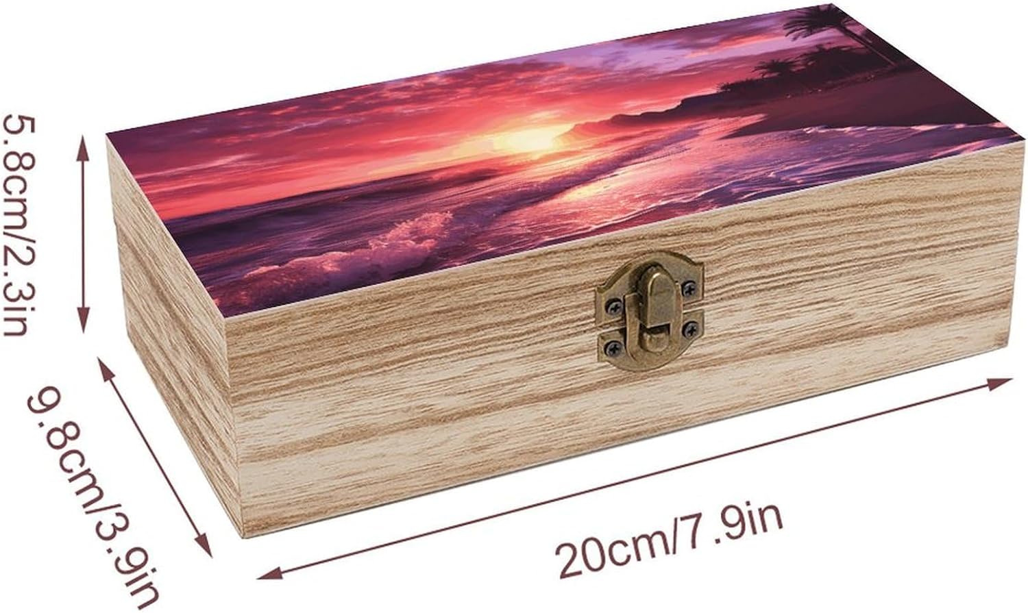 Beach Sunset Large Wooden Keepsake Box, Memory Box for Home image 2