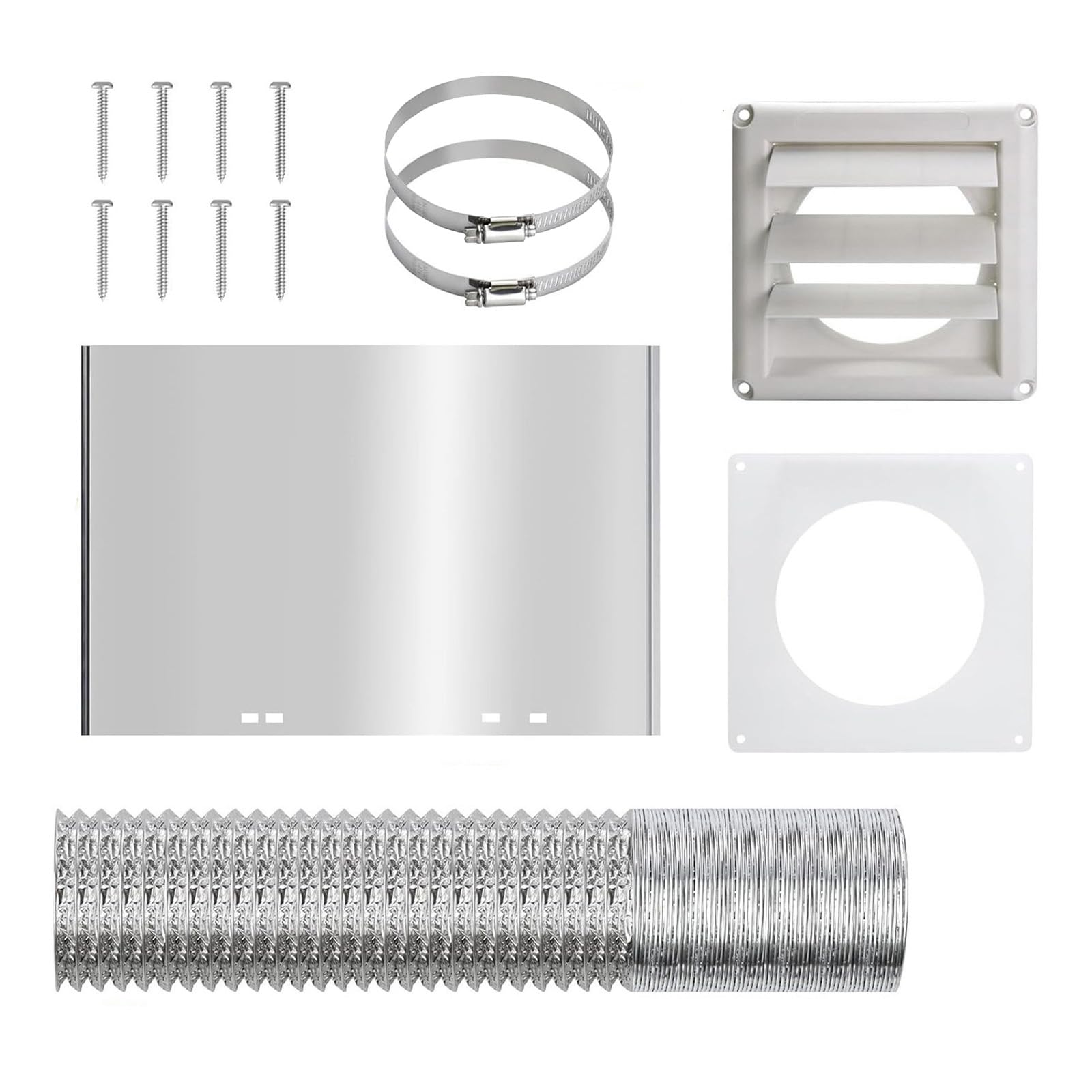Shurhome A 4Inch Wall Ventilation Kits With Hose/Duct Connectors/Plate Dryer Vent Hoses Connectors Wall Ducting Set Dryer Vent Kits