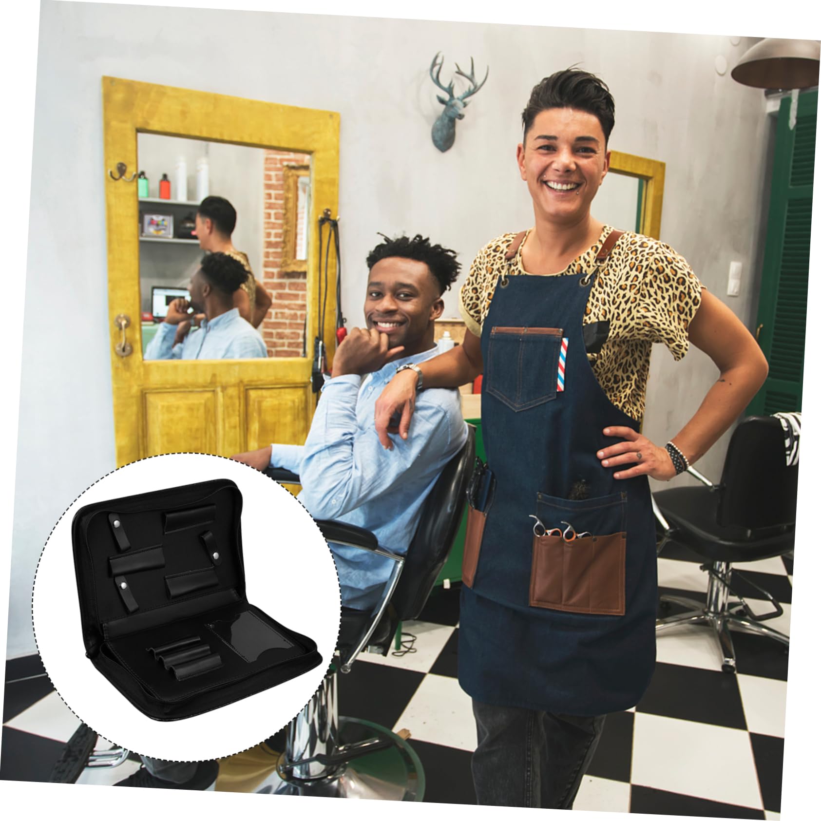 IWOWHERO Scissor Organizer Hairdressing Tool Pouch Barber Tool Bag Portable Pouch Sturdy Leather Scissor Storage