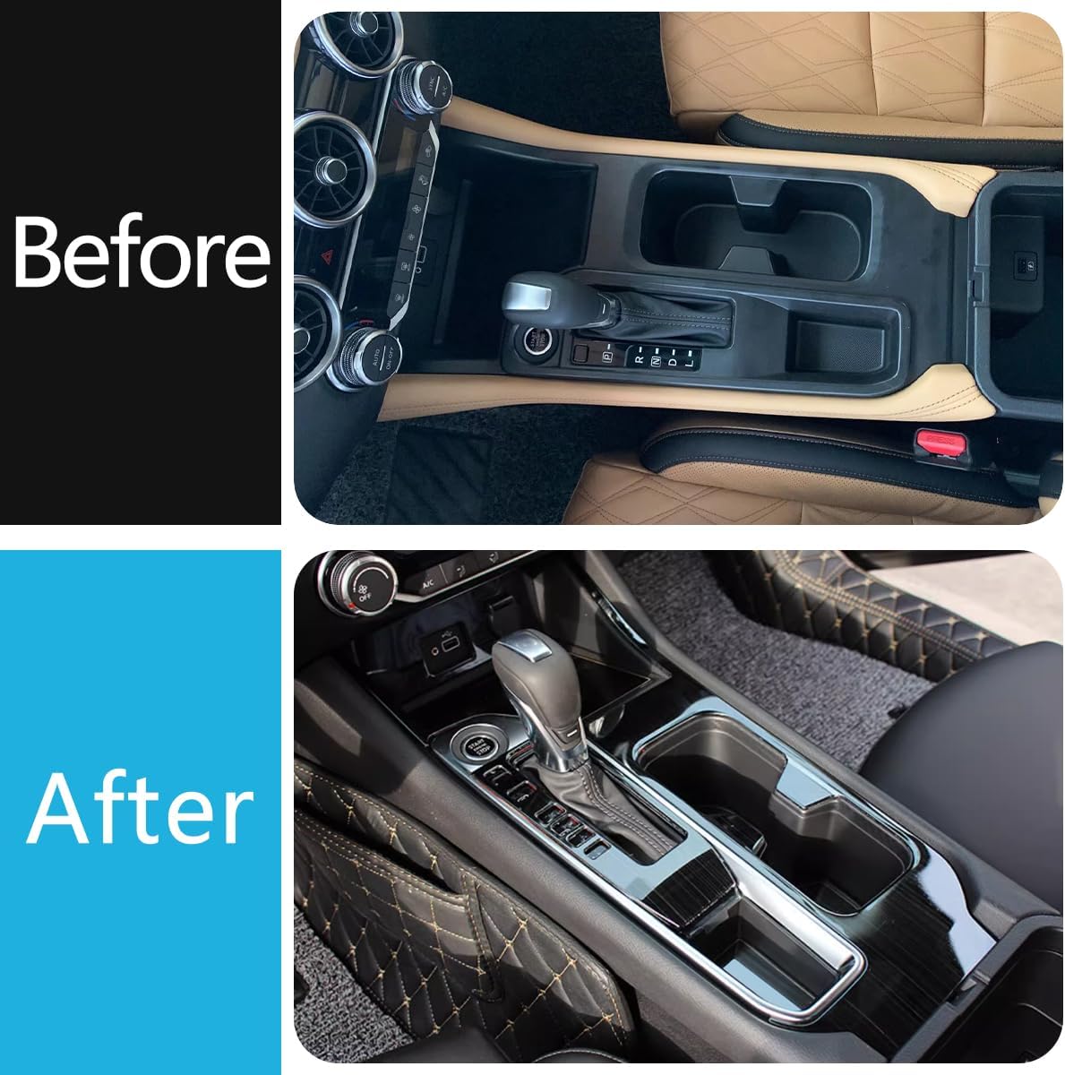 Car Accessories Fit for Nissan Sentra 2020 2021 2022 2023 2024 2025 Interior Gear Shift Panel Frame Cover Trim (Black) 2PCS Stainless Steel