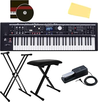 Roland VR-09-B V-Combo 61-Note Keyboard Bundle with Adjustable Stand, Bench, Sustain Pedal, Instructional DVD, and Austin Bazaar Polishing Cloth