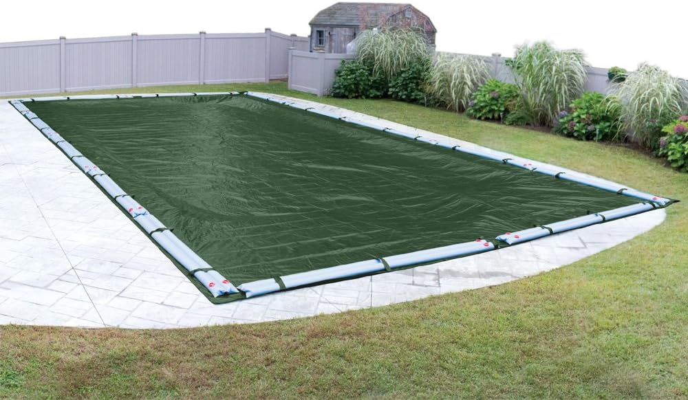 Robelle 20 x 40 ft Professional Green Winter Pool Cover for Inground Pools, 5 ft Overlap (25 x 45 ft Cover Size), Solid 12 x 12 Scrim, 3.7 oz/yd2, 15-Year Warranty, Style: 372040R