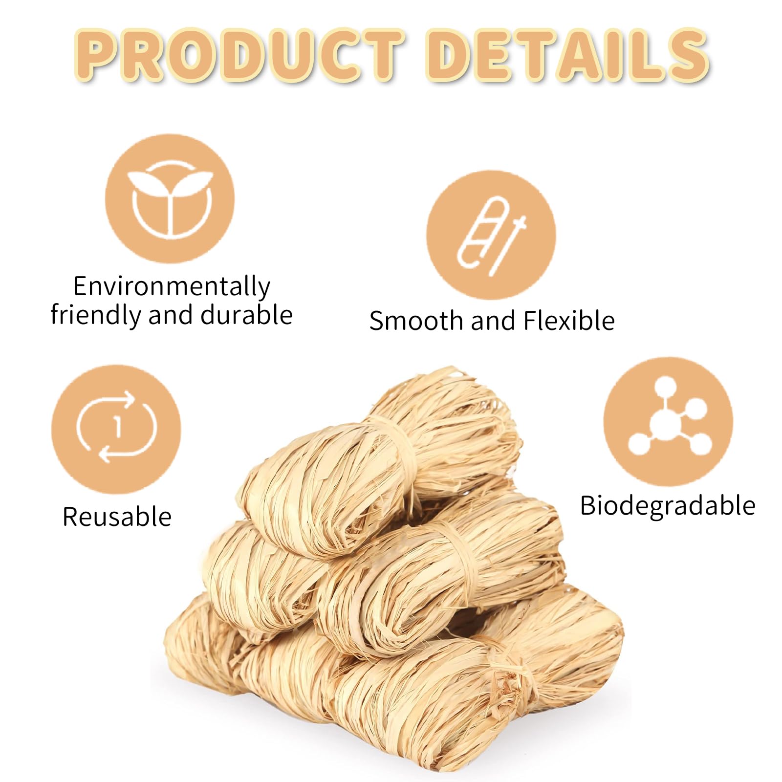 Aililong Raffia Hilo de Rafia para Crochet, 6 Piezas 300g Cinta Cuerda Natural Manualidades DIY, Atar Floristas Jardín - Flexible y Ecológico