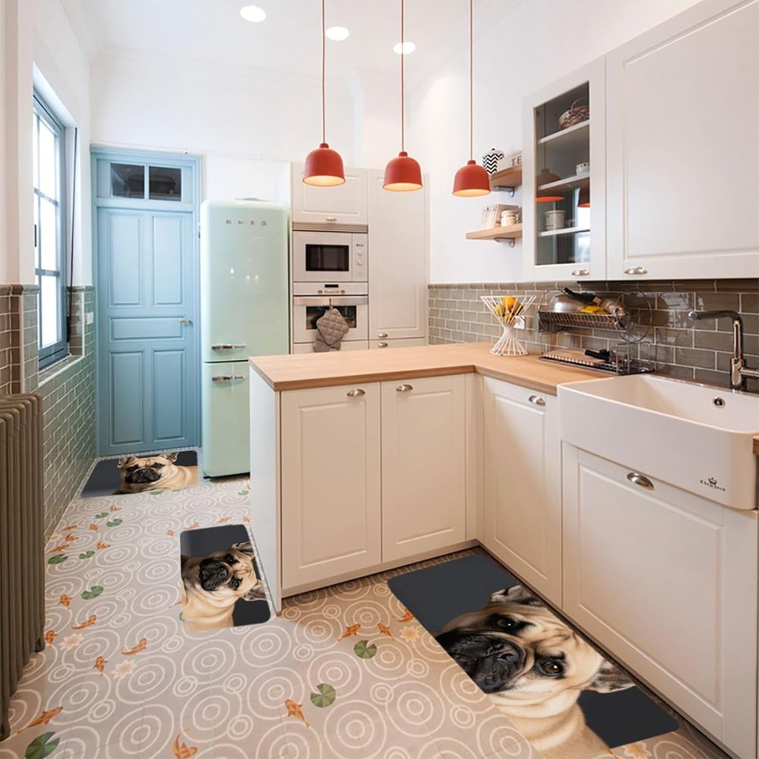 Dog Kitchen Mats for Floor 3 Pcs Kitchen Rugs