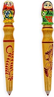 BestPysanky Wooden Matryoshka Doll Pencil (1 Random Design) 11.3 Inches