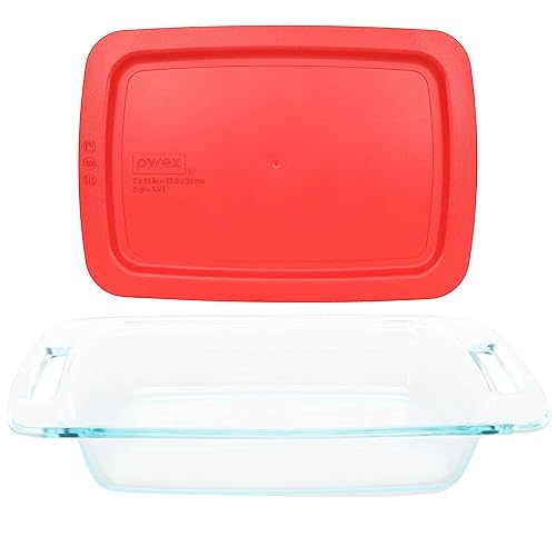 C-232 2qt Easy Grab Glass Baking Dish & C-232-PC Red