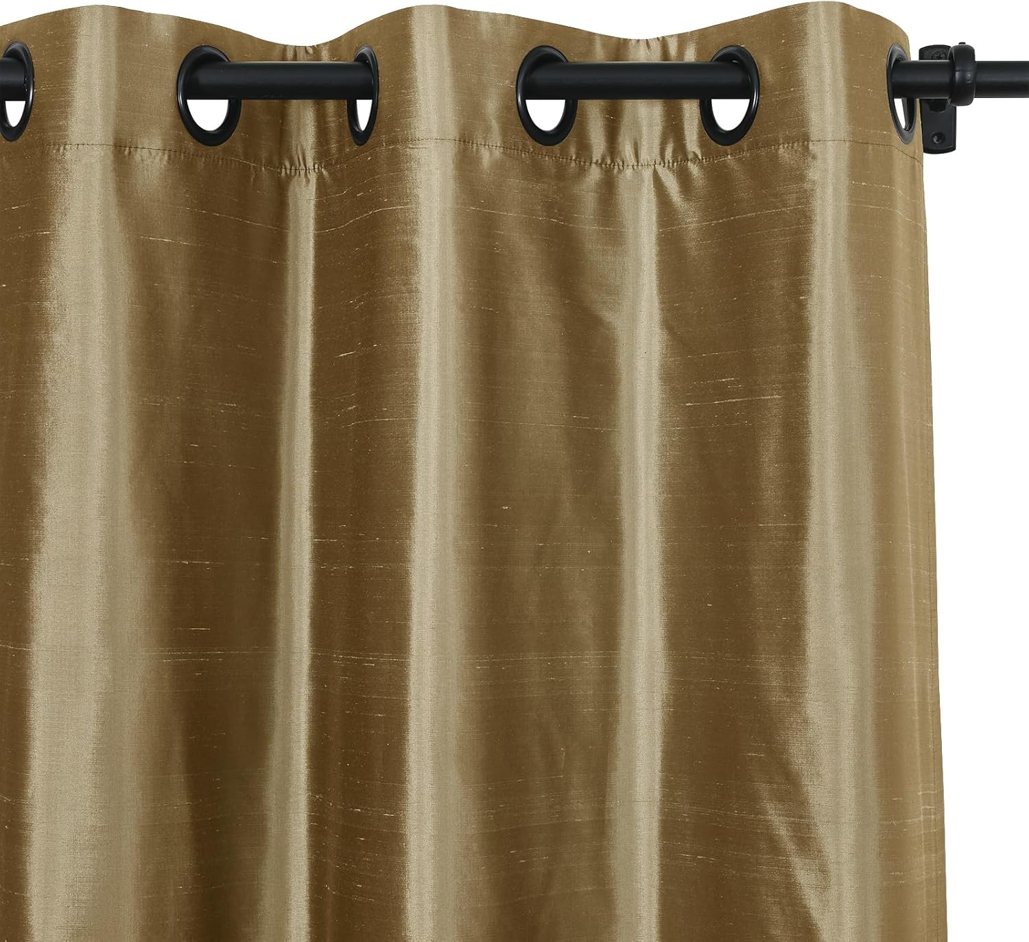ChadMade 100% Dupioni Silk Curtain 120 Inches Length Drape Grommet Top Room Darkening Extra Long Curtain 50Wx120L, 1 Panel, Tan, Selman Collection