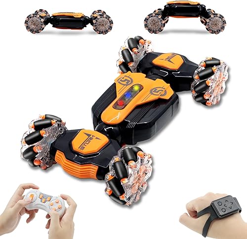 Coche de acrobacias a control remoto, 2.4 GHz, control remoto, sensor de gestos, vehículo todoterreno giratorio de doble cara, giros de 360 con