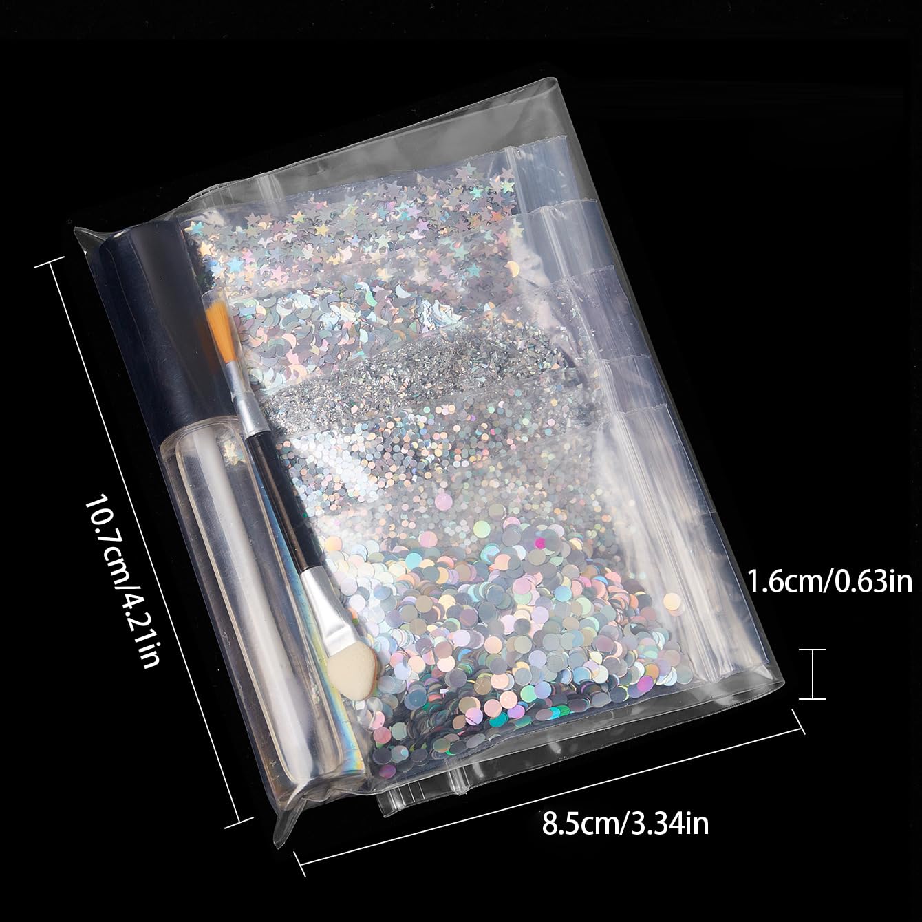 Nail Art Glitter Nail Sequins Glitter Metallic Shining Flakes Powder Sequins with Glue and Brush Manicure Tips Nail Art DIY at Home Nail Supplies Nail Decorations Accessories