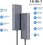 USB C Docking Station Dual Monitor pour Ordinateur portable USB-C Hub Multiport 14 en 1 Adaptateur Dongle avec 2HDMI Affichage 100W PD Ethernet 6 USB Port Mic/Audio SD/TF Lecteur de cartes pour Dell/HP/Lenovo/MacBook Air