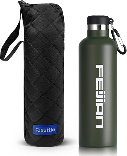 Amazon Feijian 750ml 水筒 真空断熱 保温 保冷 スポーツボトル 直飲み ステンレスボトル 0 75リットル スポーツ飲料対応 広口 水筒カバー付き 男の子 女の子 おしゃれ 大人 子供 グリーン Feijian 水筒 マグボトル 通販