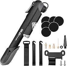 Sportout Fahrradpumpe mit Patch-Kit Tragbare Luftpumpe Fahrrad alle Ventile Schrader & Presta Fahrradpumpe mit 120 PSI Man...