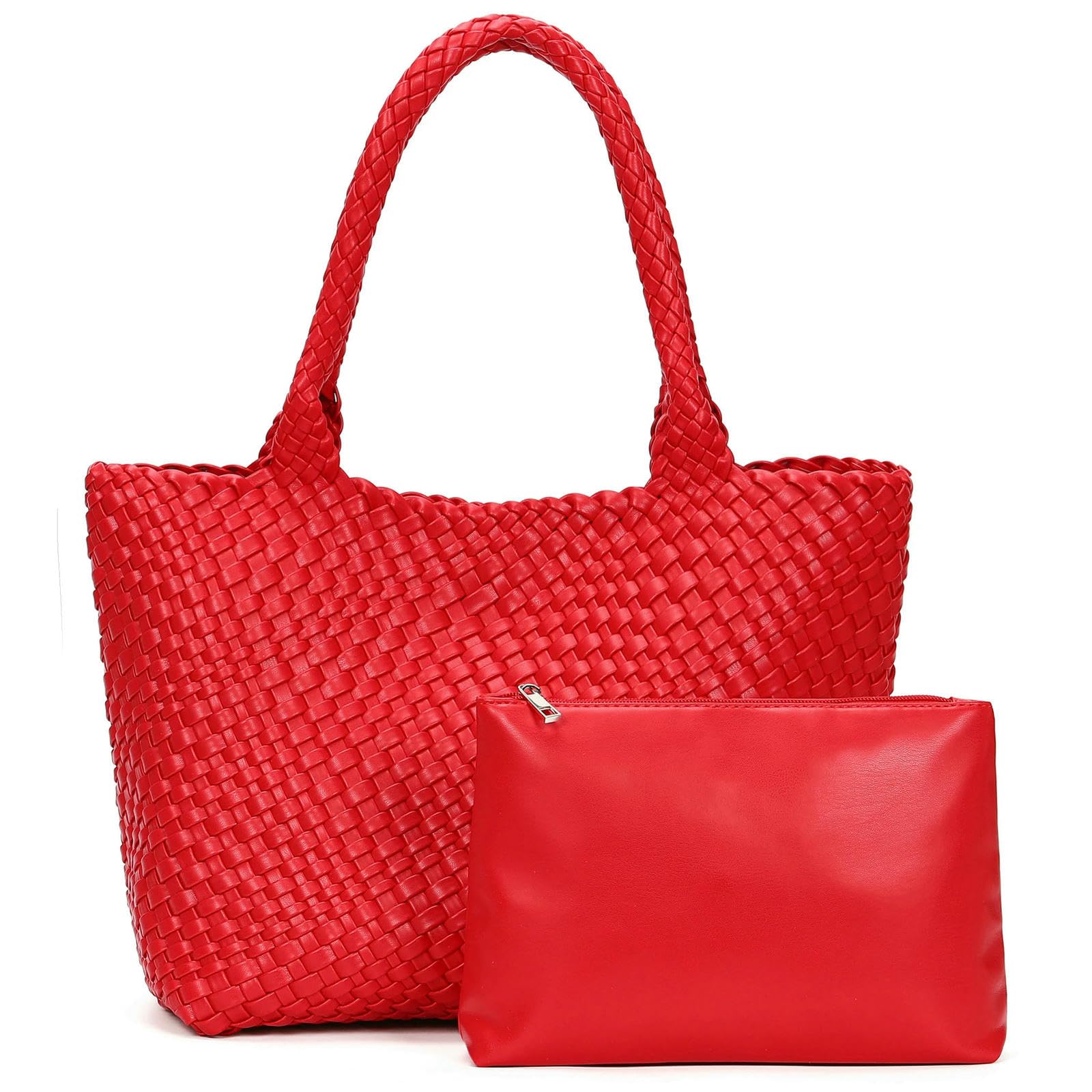 CHENSHI Borsa a Mano Donna in Tessuto Tracolla da con 1 Frizione Cerniera Intrecciata per Le Vacanze Spiaggia-Verde Oliva