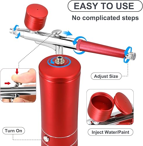 Miniatura 9 de Ykall Airbrush Kit with Compressor Auto Handheld Airbrush Gun with 03mm Tip Rechargeable Portable Air Brushes for Painting Tattoo Nail Art Model