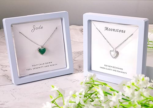 Miniatura 5 de SmileBelle Moonstone Necklace Heart Necklace for Women New Beginning Gifts for Her, Natural Stone Pendant Necklace for Teens, White Necklace as Cute
