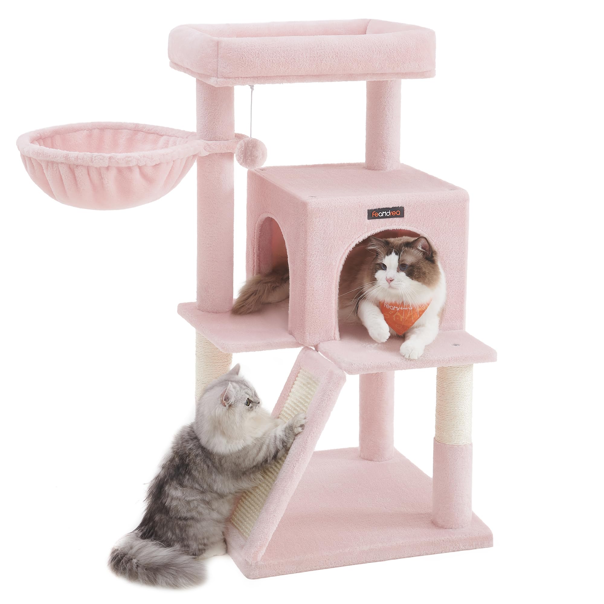 Feandrea Cat Tree Tower, Widened Perch for Large Cats, Jelly Pink PCT051P01V1